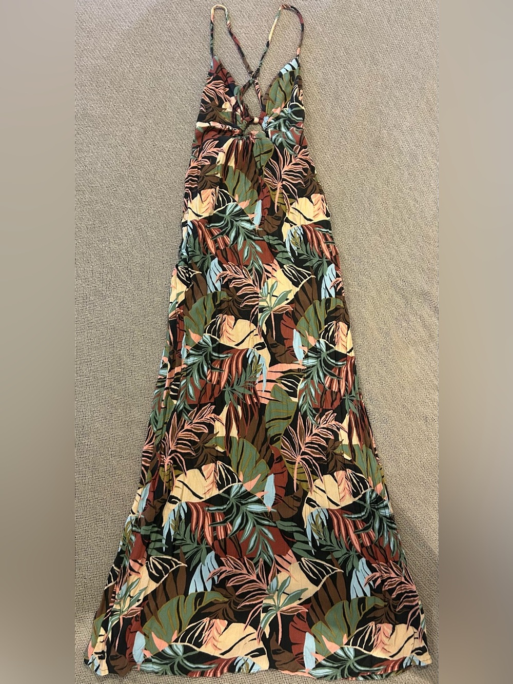 Volcom Tropical Leaf Maxi Dress - Green, Brown, Blue
